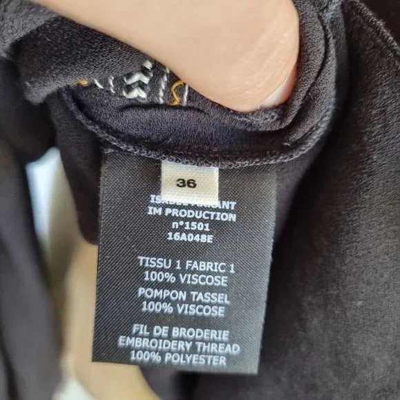 Isabel Marant Etoile Cabella Black Embroidered Peasant Blouse Size 36 - Picture 8 of 10